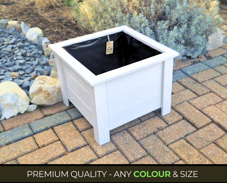 Wooden square planter on legs