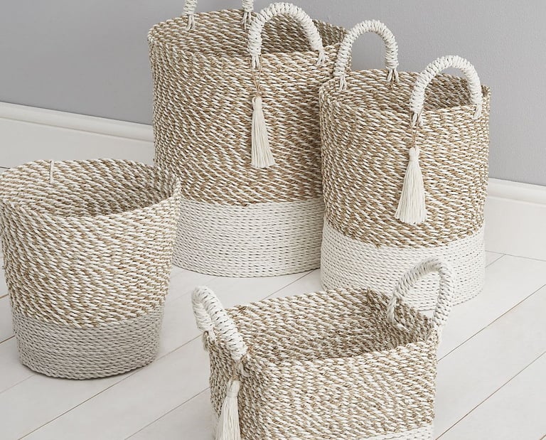 Custom baskets made from cotton and jute materials
