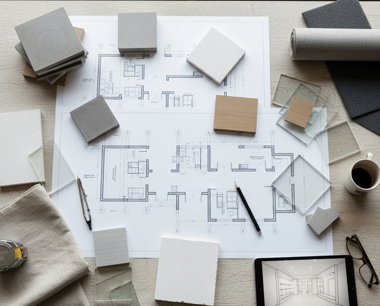 Retail store blueprints by Cavity Studios detailing layout, lighting, and fixture design .