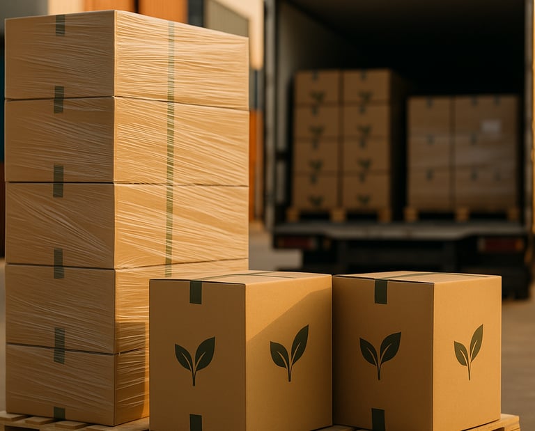 Boxes or Royal Market products ready to be shipped