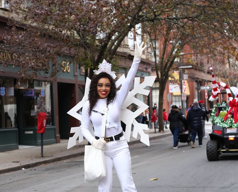 Snowflake skater in a parade