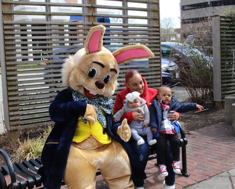 Easter Bunny and a family take a picture