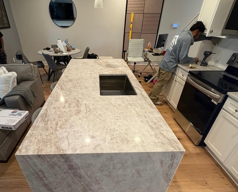 quartz countertop kitchen island grayson ga