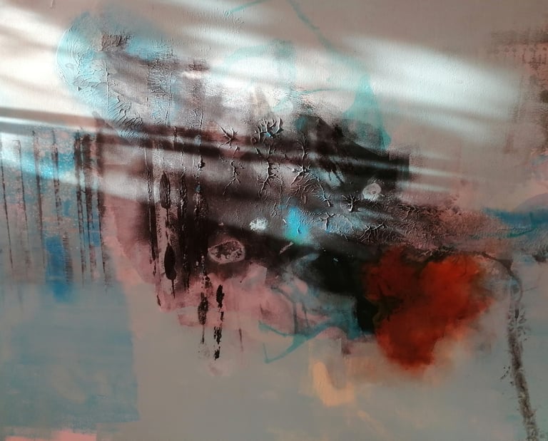 2024 sunrise,art process, acrylic on canvas, artistic expression, abstract, textures, mixed media