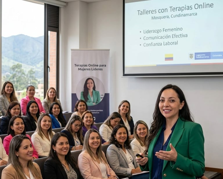 Psicologa Mary Bejarano liderando una charla a emprendedoras