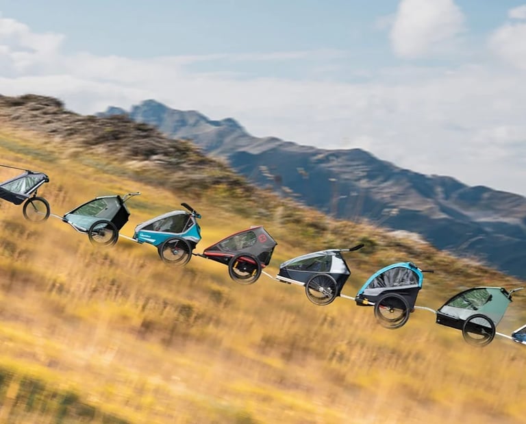 Fahrradanhaenger-Modelle-Thule Chariot-Croozer-Queridoo-Kinderfahrrad-Befestigung