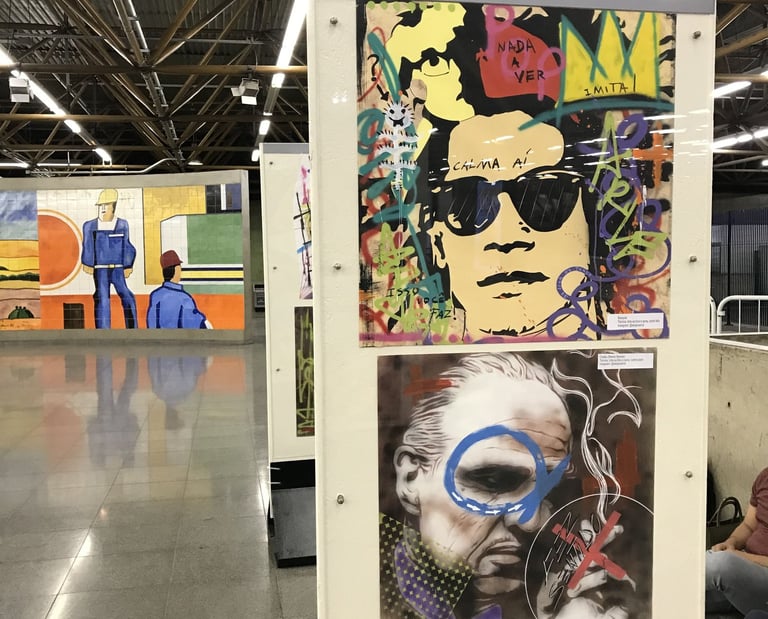 Sérgio Astral utilizou uma combinação de técnicas, incluindo aplicações de papéis, seda grafite