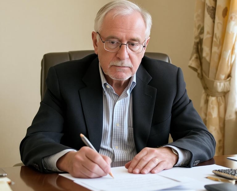 Retired man worried about his legacy and impact on his family if he doesn't plan properly.