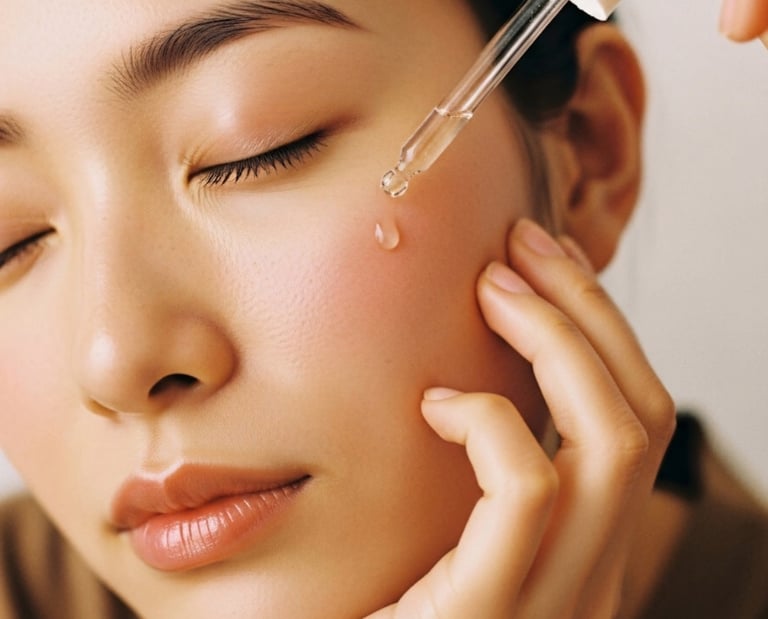 Woman applying serum