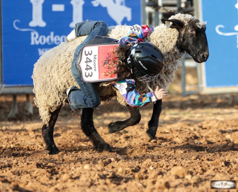 a child competing for Muttin' Bustin' at the 2026 Walker Ranch Rodeo