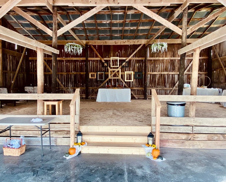 Head table at a simple country wedding reception