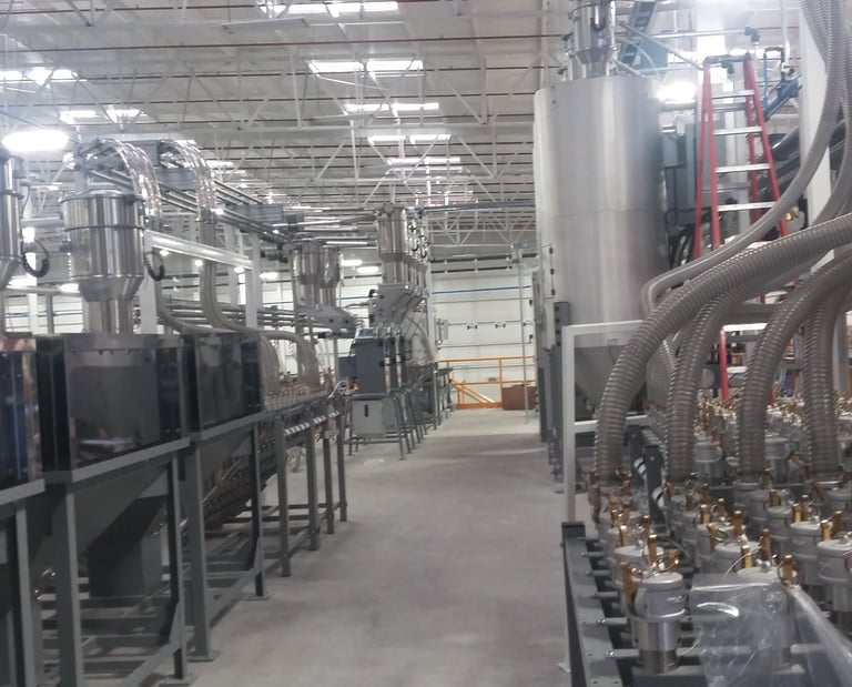 Instalaciones de transporte de recinas plasticas