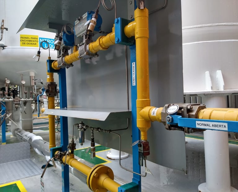 Modernização da instalação de gases num projeto de modernização de uma rede velha.
