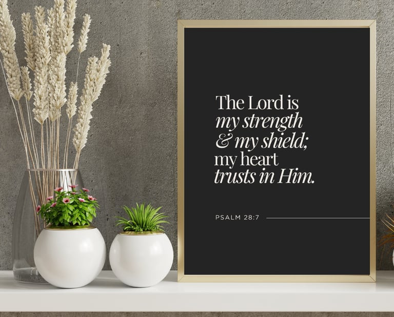 home décor with a black and white biblical quote