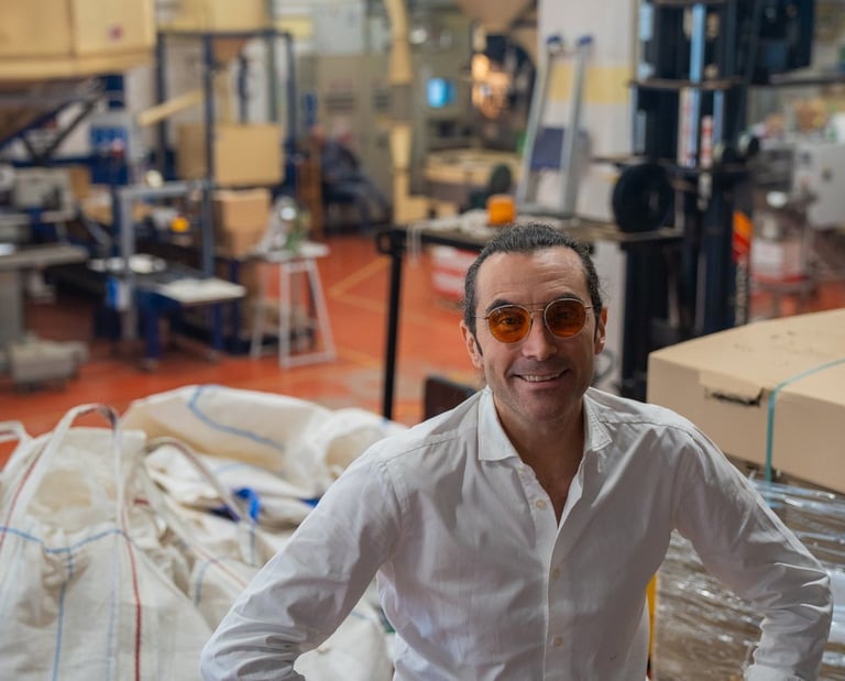 Matteo smiling in his roastery