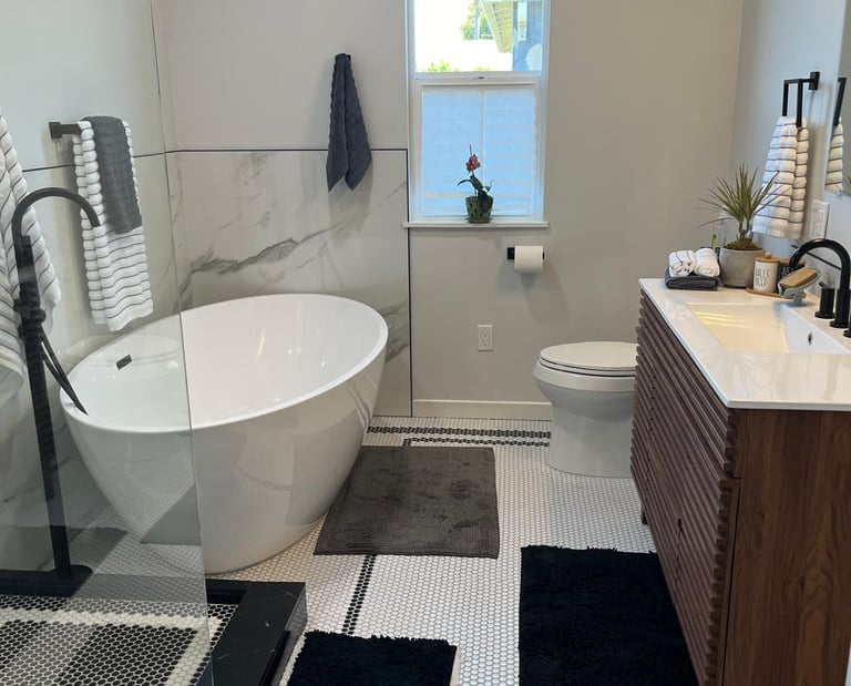 Interior of renovated bathroom