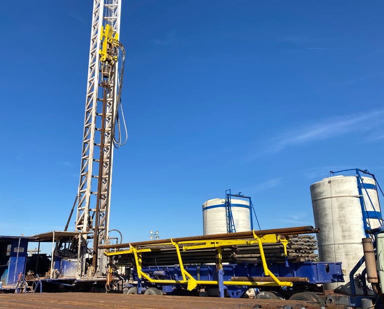 Drilling rig derrick on Texas job site