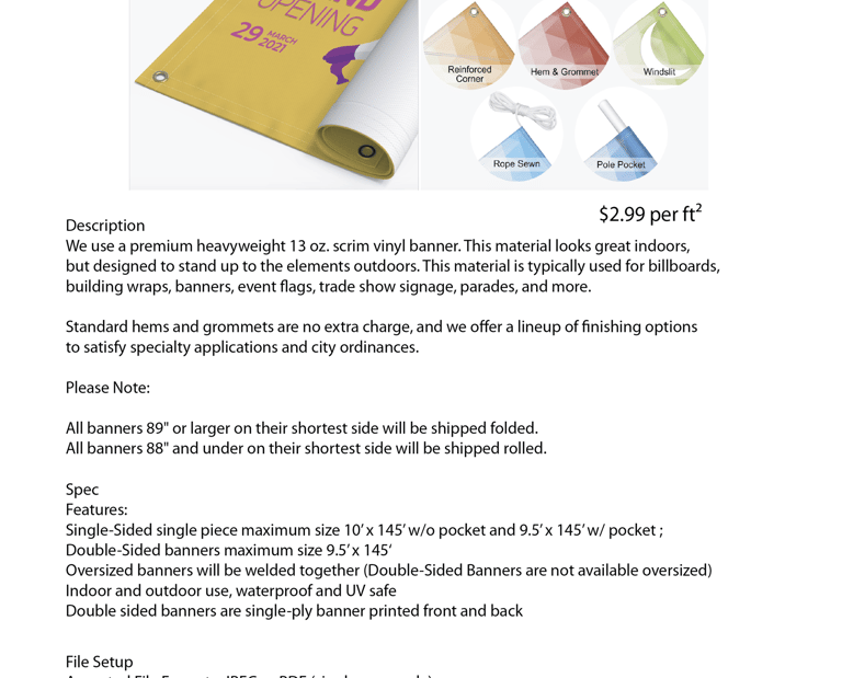 Banners for indoor or outdoor events