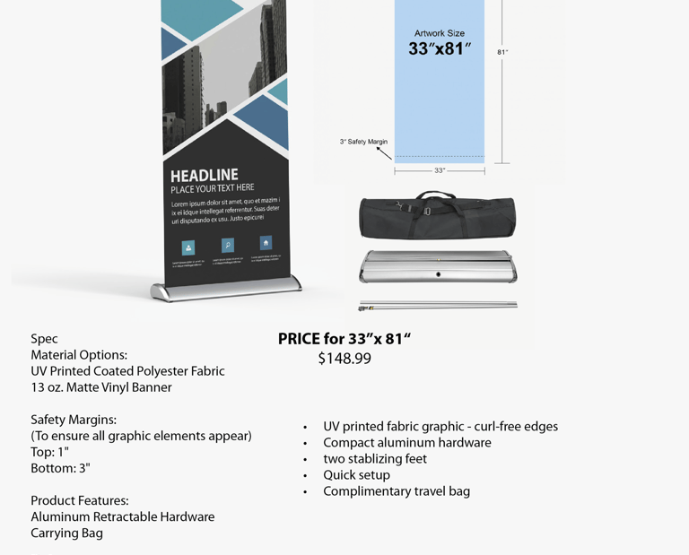 Large Retractible stand for events