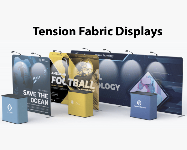 Tension Fabric Displays - Straight with podium 