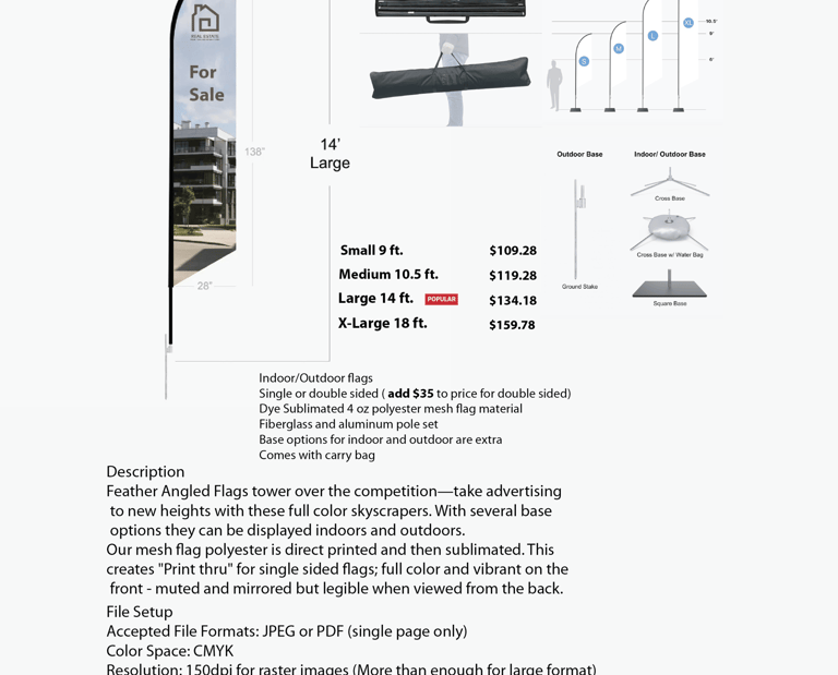 Feather angled flag banner