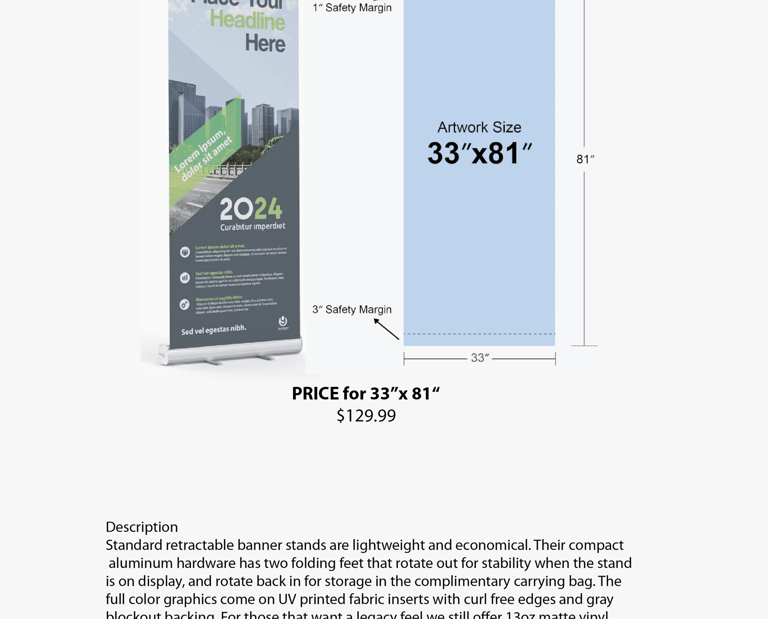 standard retractible banner stand for events