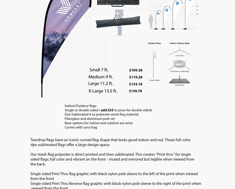 Teardrop banner flag for events