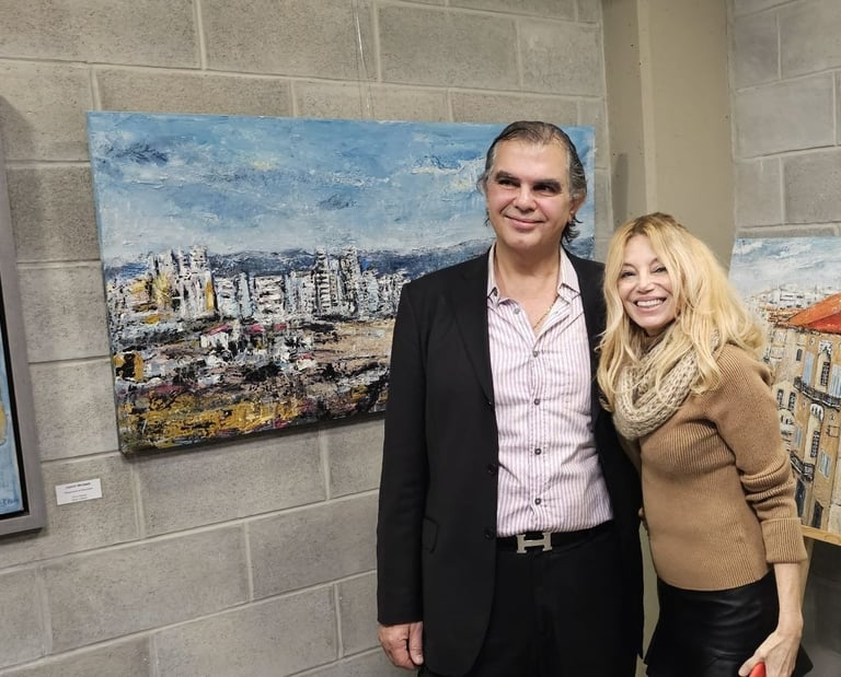 Jessy Tabet with Curator Gabriel Rizkallah at Rotating Art Exhibition