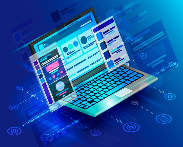 Una laptop mostrando el desarrollo de una página web