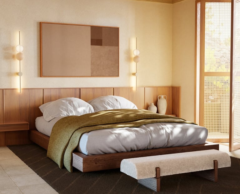chambre d'architecte d'intérieur 3d avec fenetre