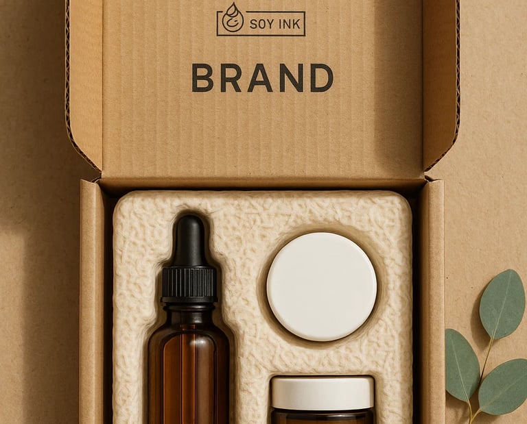 GrowPack mycelium packaging for cosmetics and consumer goods.