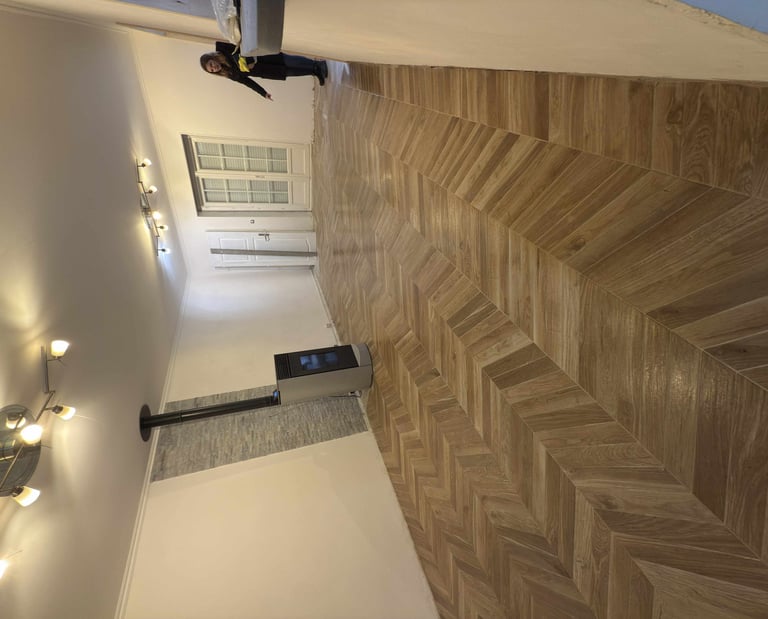 Pose chevron en carrelage par Carréno, carreleur à Béthune