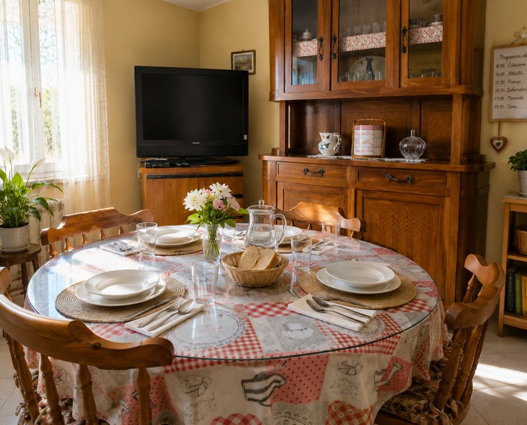 Sala comune della Dimora Giglio Bianco con tavolo