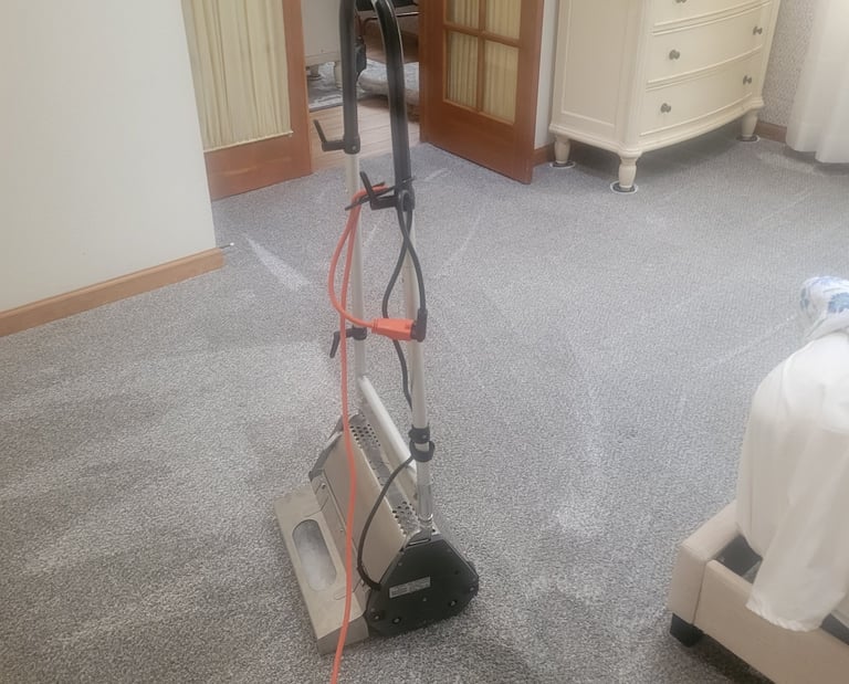 Enviro Cleaning with photo of Green Carpet Cleaning with Low moisture machine