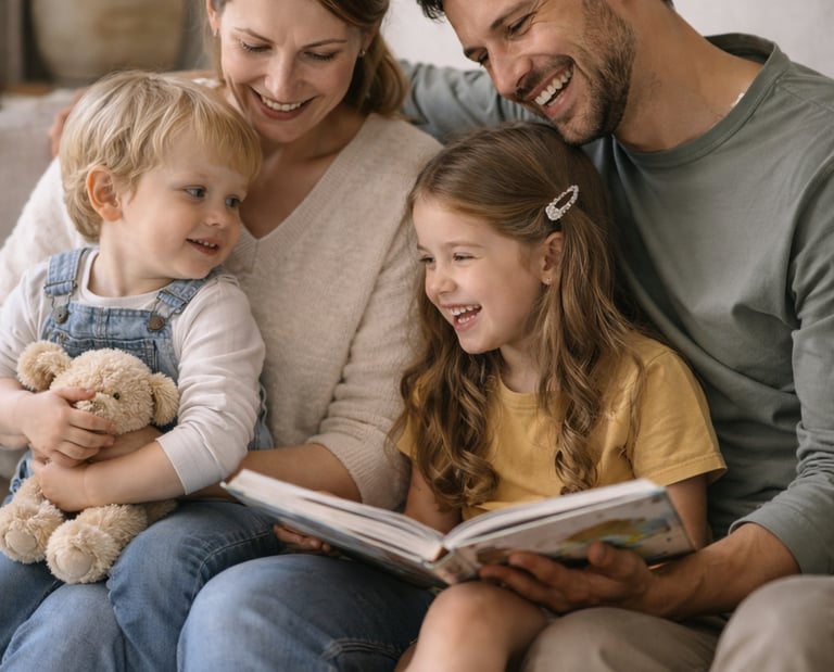 Family reading books together