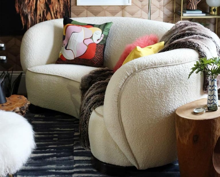 canapé haricot en laine bouclé 