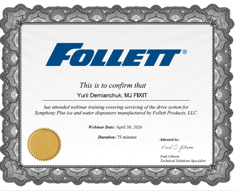 follett servicing drive system certificate