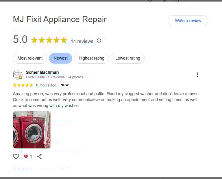 mj fixit appliance repair business review
