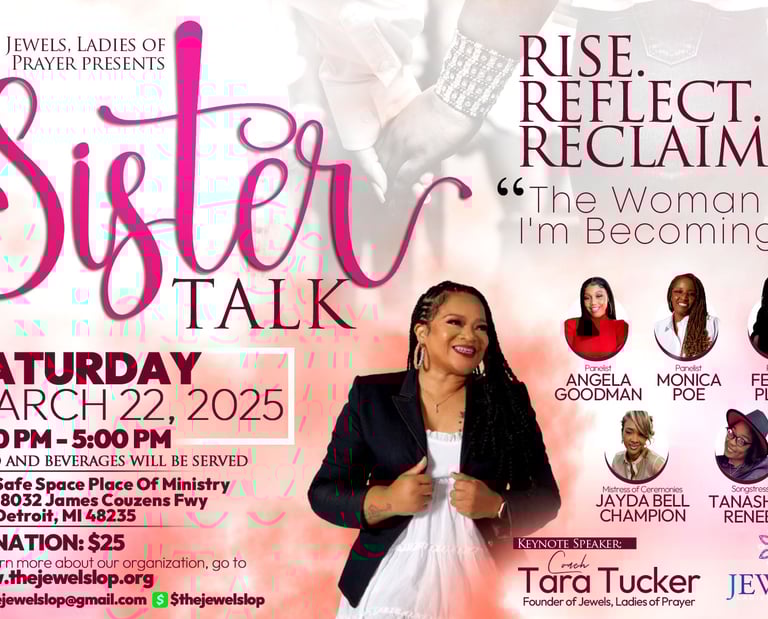 Tara Tucker engaging in a deep conversation with women