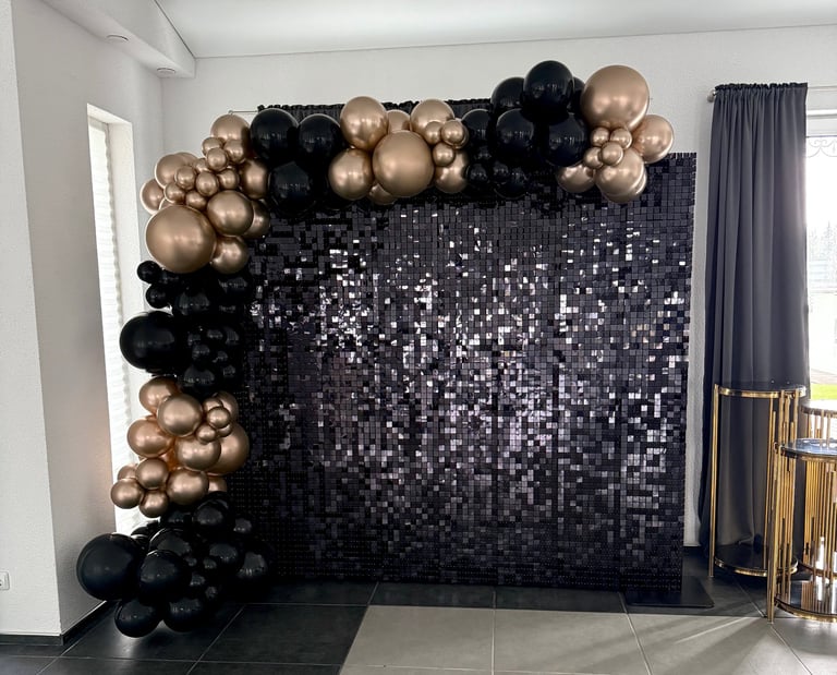 Juoda foto siena, juoda foto sienele nuoma, juoda foto sienele nuoma gimtadienis, balionu arka