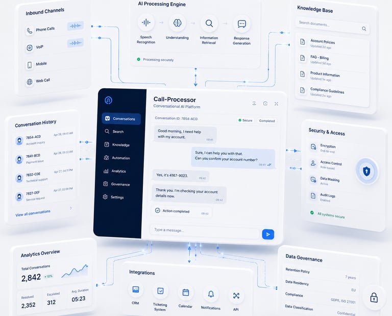 AI call processor platform automating secure communication and business workflows.