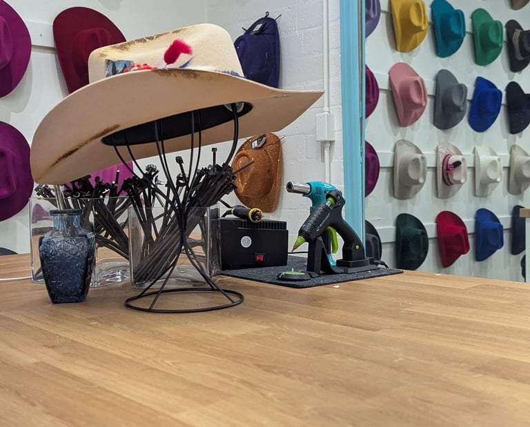 Create a custom cowboy hat design station