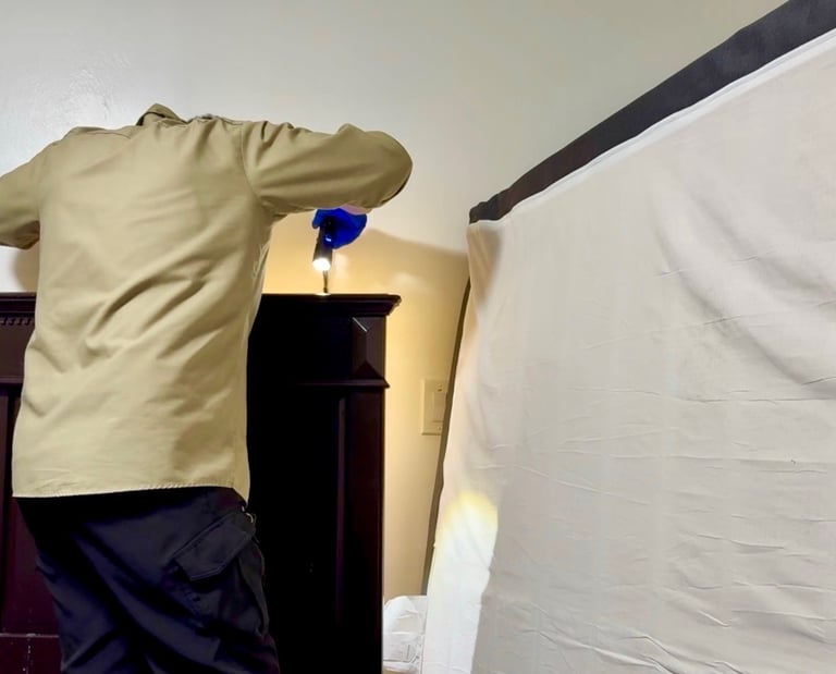 Bed Bug inspection in a bedroom Menifee CA Footprint Pest Management