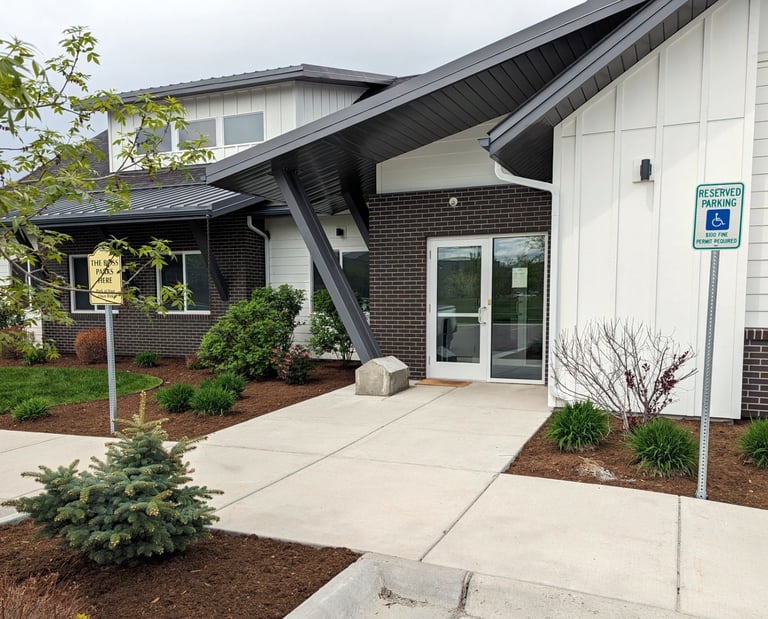 landscaping in front of a commercial building