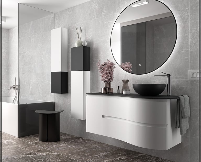 Salgar curved bathroom unit
