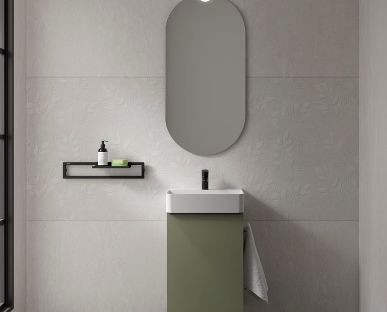 Salgar Aida space saving bathroom vanity in forest Green