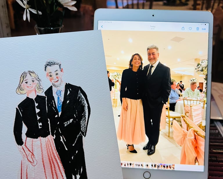 Wedding guest portrait, wedding painter 