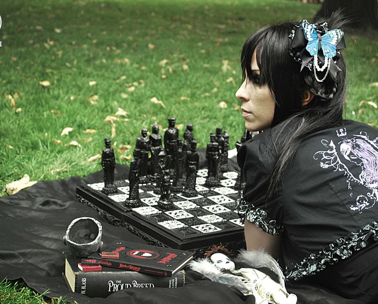 gothic lolita handmade clothes photoshoot