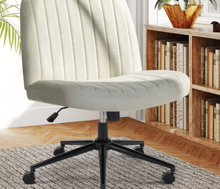 Sweetcrispy Criss Cross Armless Office Chair with Wheels, Height Adjustable Swivel Desk Chair for Ho