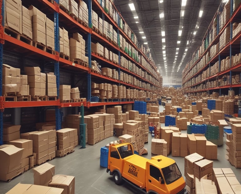 Happy customer picking up a toy order at the store counter with a smile.
